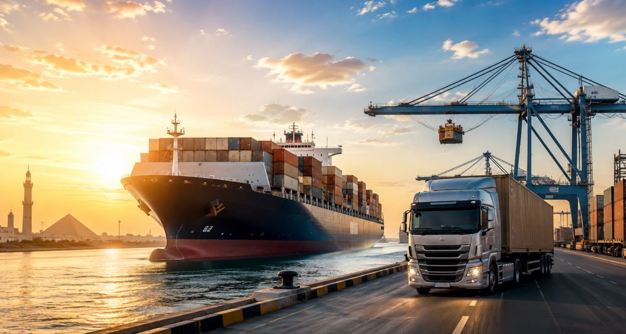 Container shipping through Alexandria port